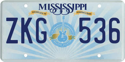 MS license plate ZKG536