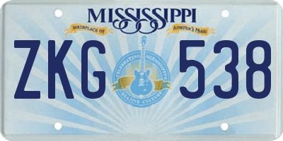 MS license plate ZKG538