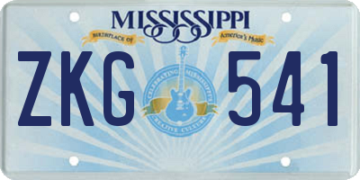 MS license plate ZKG541