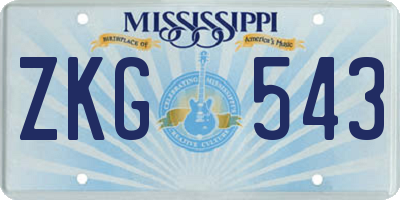 MS license plate ZKG543