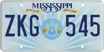 MS license plate ZKG545