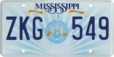 MS license plate ZKG549