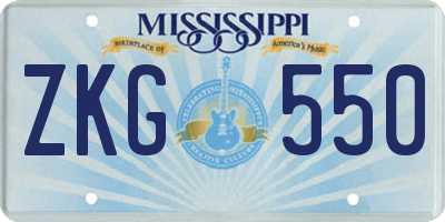 MS license plate ZKG550