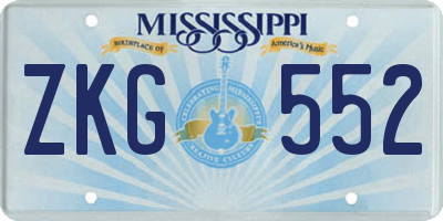 MS license plate ZKG552