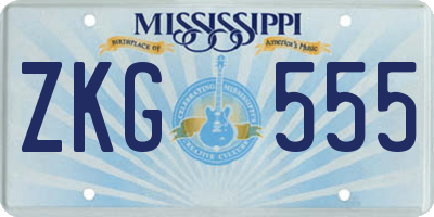 MS license plate ZKG555