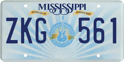 MS license plate ZKG561