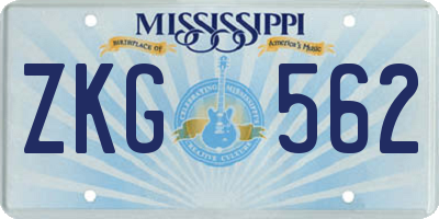 MS license plate ZKG562