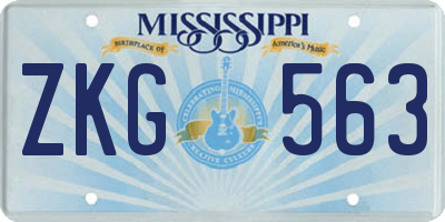 MS license plate ZKG563