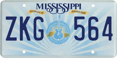 MS license plate ZKG564