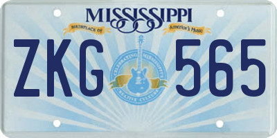 MS license plate ZKG565