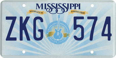 MS license plate ZKG574
