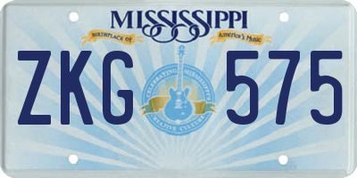 MS license plate ZKG575