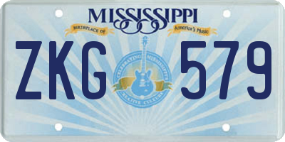 MS license plate ZKG579