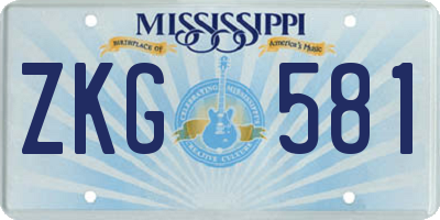 MS license plate ZKG581
