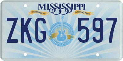 MS license plate ZKG597