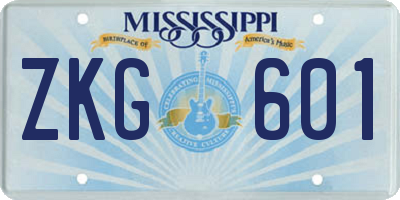MS license plate ZKG601
