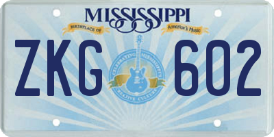 MS license plate ZKG602