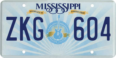 MS license plate ZKG604