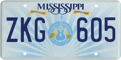 MS license plate ZKG605