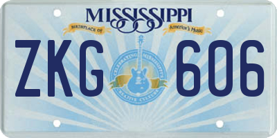 MS license plate ZKG606