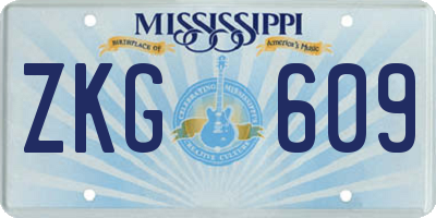 MS license plate ZKG609