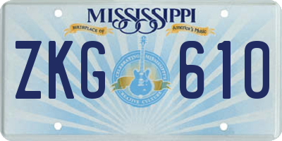 MS license plate ZKG610