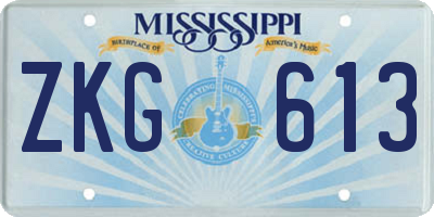 MS license plate ZKG613