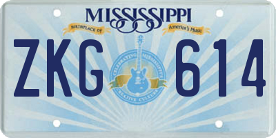 MS license plate ZKG614