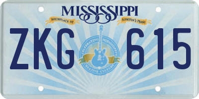 MS license plate ZKG615