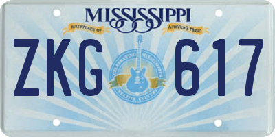 MS license plate ZKG617