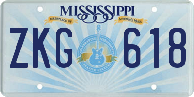 MS license plate ZKG618