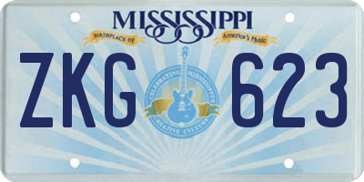 MS license plate ZKG623