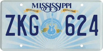 MS license plate ZKG624