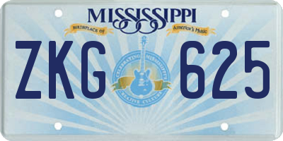 MS license plate ZKG625