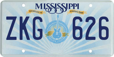 MS license plate ZKG626