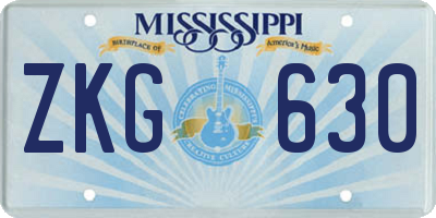 MS license plate ZKG630
