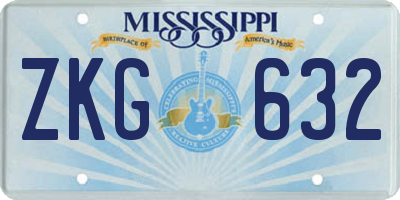 MS license plate ZKG632