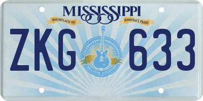 MS license plate ZKG633