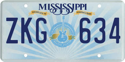 MS license plate ZKG634
