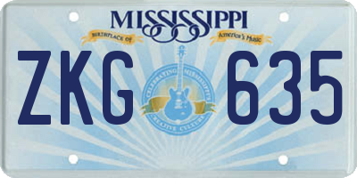 MS license plate ZKG635