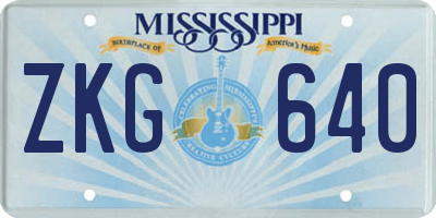MS license plate ZKG640