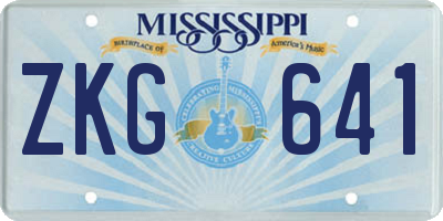 MS license plate ZKG641