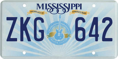 MS license plate ZKG642