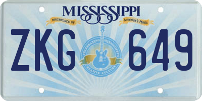 MS license plate ZKG649