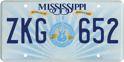 MS license plate ZKG652