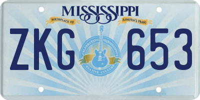 MS license plate ZKG653