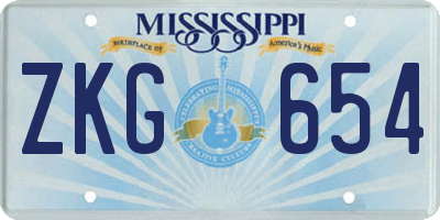 MS license plate ZKG654