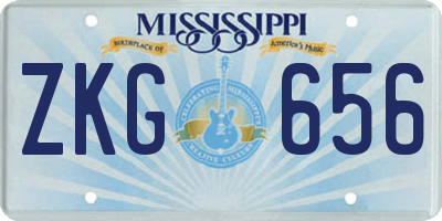 MS license plate ZKG656