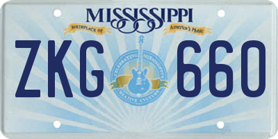 MS license plate ZKG660