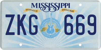 MS license plate ZKG669